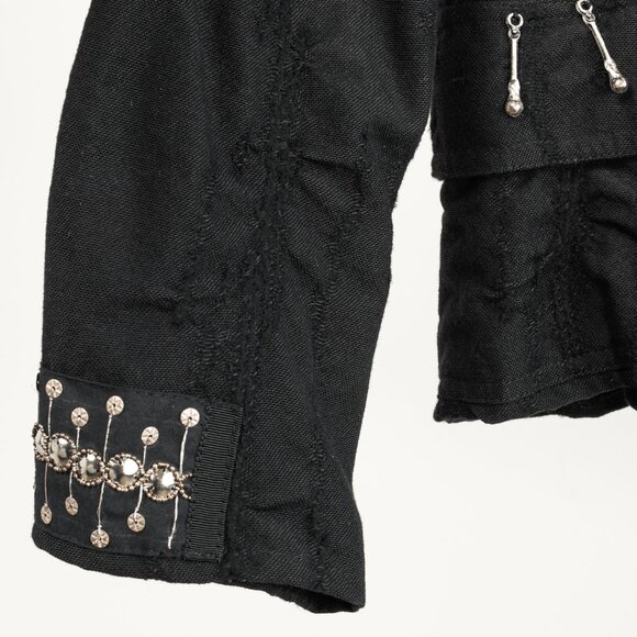 Caty Lesca Black Textured Wool & Cotton Metal-Accent Jacket - Picture 7 of 12